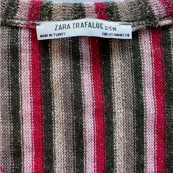 Zara Multicolor Sparkle Fabric Twisted Front Cropped V-Neck Top- S - Picture 4 of 8